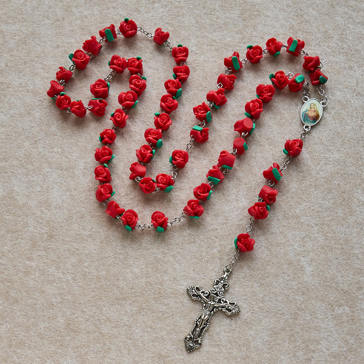 Christianartworkshop Soft Clay Rose Rosary: Floral Devotion & Handcrafted Spiritual Connection - image 5