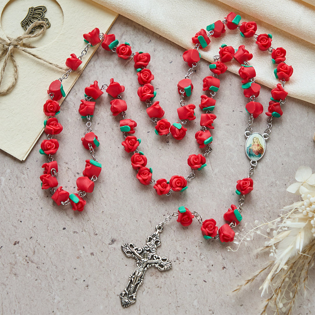 Christianartworkshop Soft Clay Rose Rosary: Floral Devotion & Handcrafted Spiritual Connection - image 3