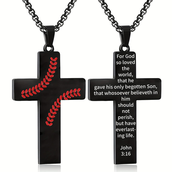 Christianartworkshop Baseball Stitch Cross Necklace: Athletic Devotion & Inspirational Quote - Black - Isaiah 41:10 - image 20