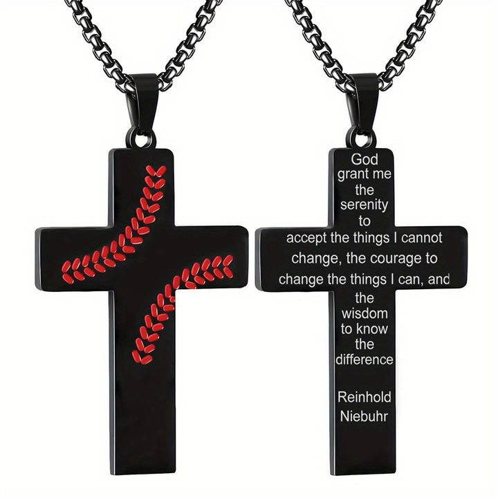 Christianartworkshop Baseball Stitch Cross Necklace: Athletic Devotion & Inspirational Quote - Black - Matthew 6:9-13 - image 25