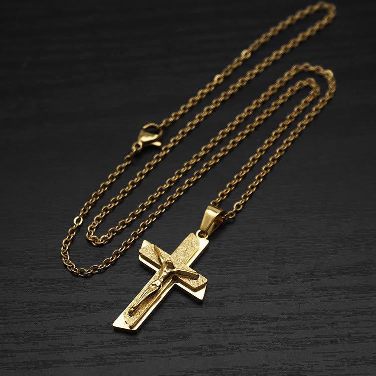 Christianartworkshop Crucifix Adornment Necklace: Spiritual Symbol & Crafted Elegance - Silver & Golden - image 4