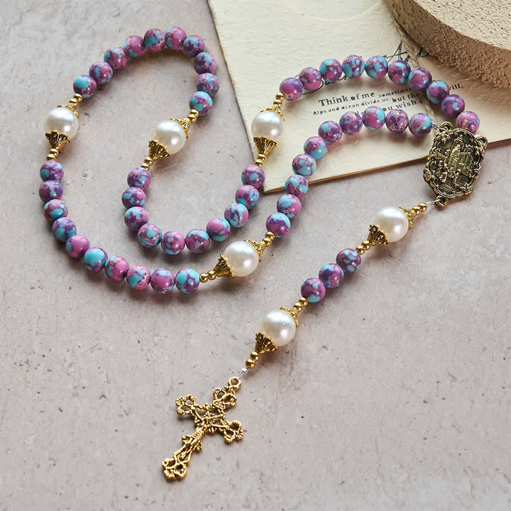 Christianartworkshop Royal Faith Purple Imperial Stone Custom Rosary with Personalized JESUS Letter - No Letter - image 4