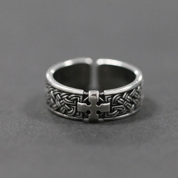 Christianartworkshop Celtic Cross Ring: Timeless Faith & Intricate Devotion - Adjustable - image 0