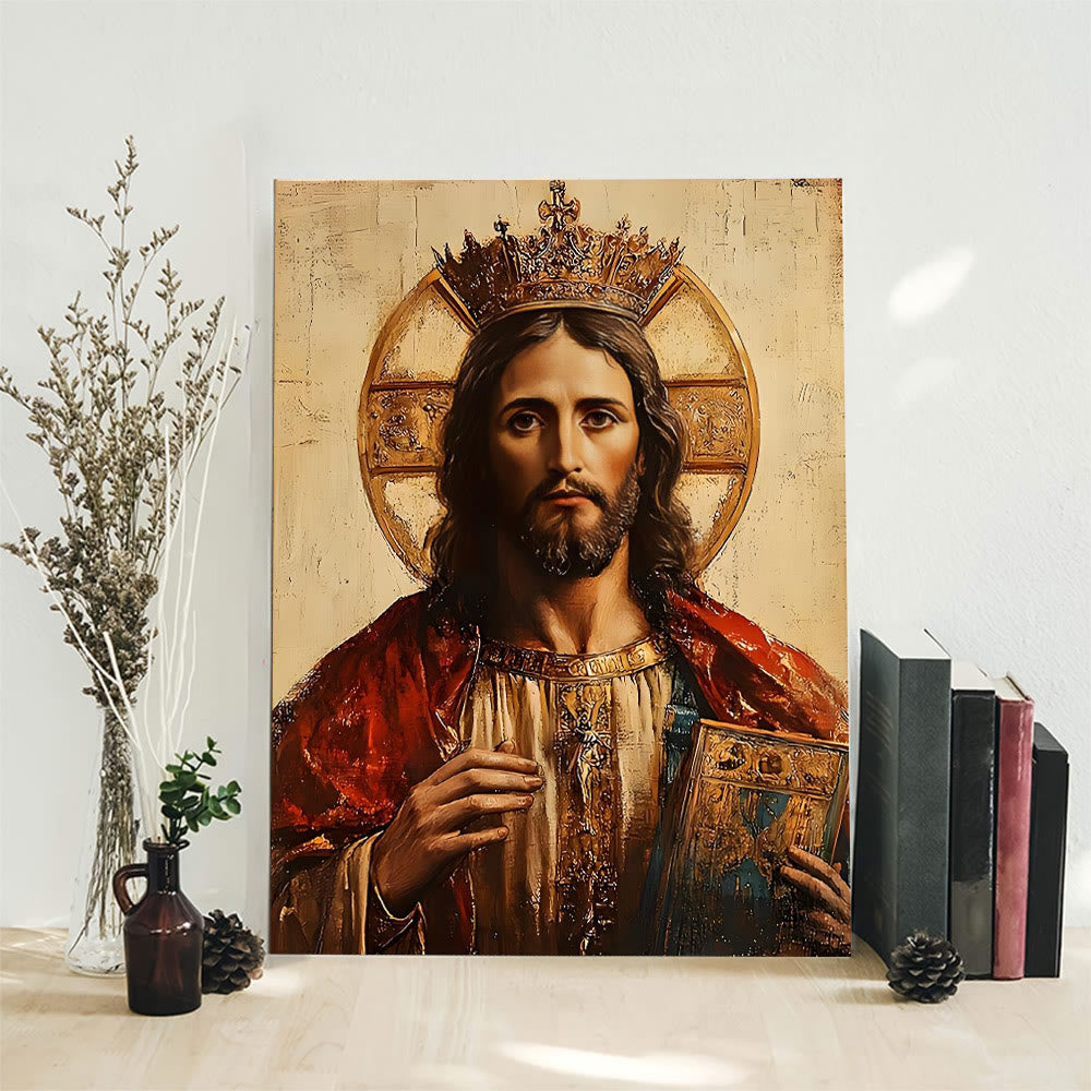 Christianartworkshop Christ the King Wall Art Prints: Royal Devotion & Sacred Majesty - Framed Canvas Painting - 11.81''*15.75''/30*40cm - image 0