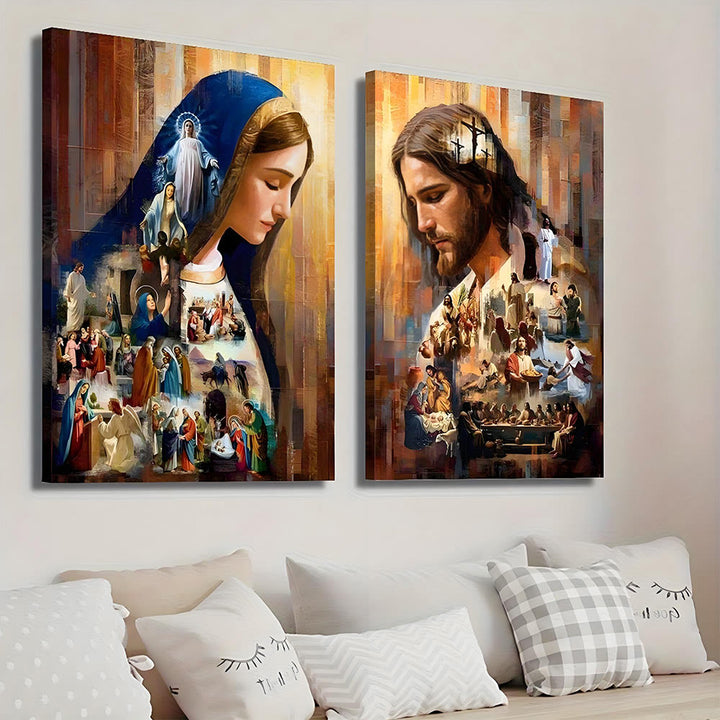 Christianartworkshop Jesus & Mary Spiritual Narrative Wall Art Prints: Faith Journey & Storytelling - image 1