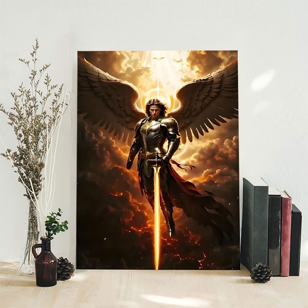 Christianartworkshop Archangel Warrior Art Canvas: Divine Protection & Spiritual Valor - Framed Canvas Painting - 11.81''*15.75''/30*40cm - image 0