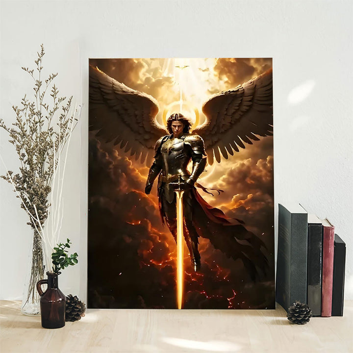 Christianartworkshop Archangel Warrior Art Canvas: Divine Protection & Spiritual Valor - Framed Canvas Painting - 11.81''*15.75''/30*40cm - image 0