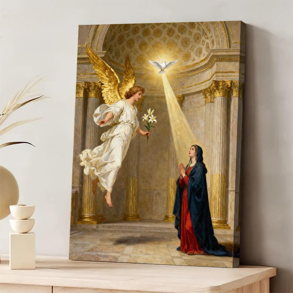 Christianartworkshop Annunciation Art Canvas: Divine Grace & Spiritual Reverence - Framed Canvas Painting - 11.81''*15.75''0.71"/30*40*1.8cm - image 0