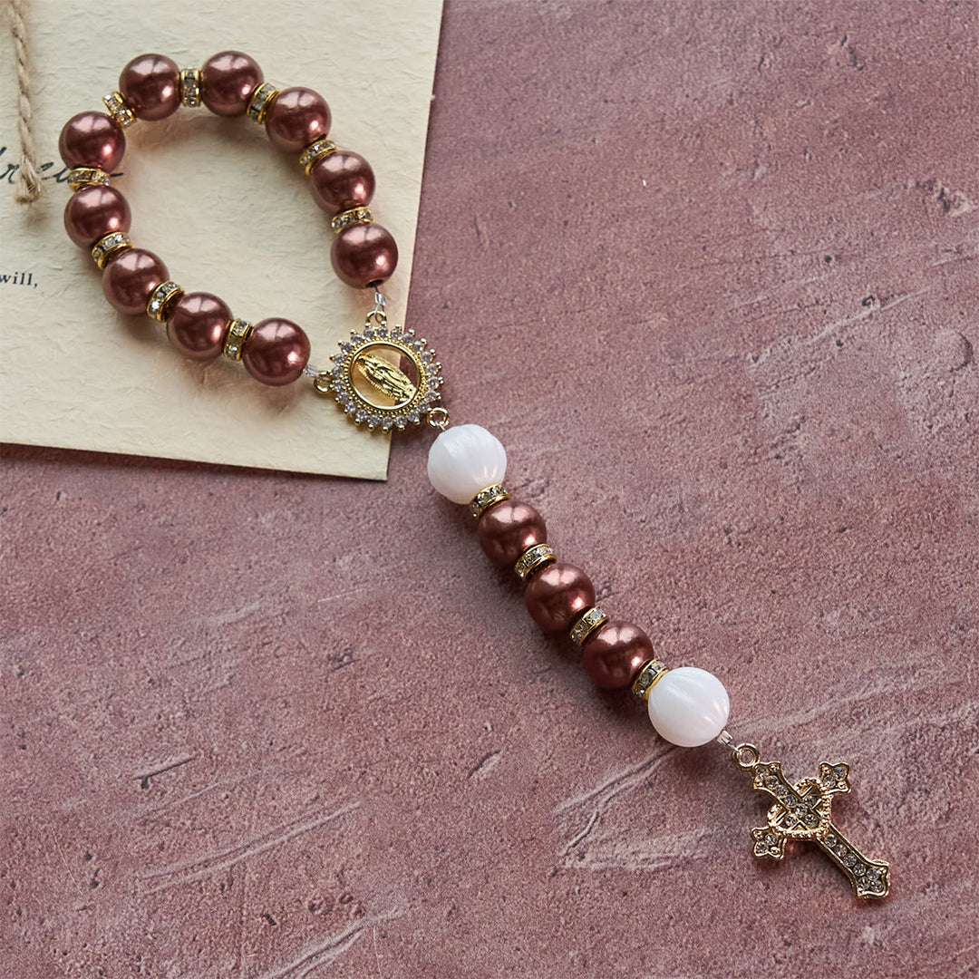 Christianartworkshop Marian Accent Pocket Rosary: Heavenly Guidance & Spiritual Connection - Bronze - image 3