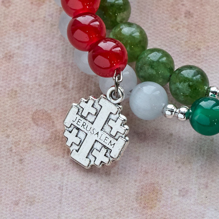 Christianartworkshop Christmas Jade Agate Rosary Bracelet: Faith & Festive Devotion - image 8