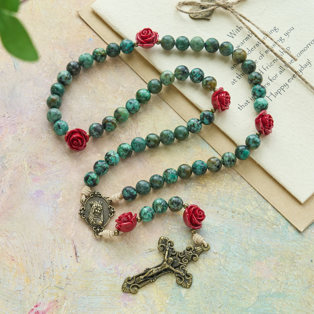 Christianartworkshop Floral Accent African Turquoise Rosary: Devotion & Artistic Craft - image 3