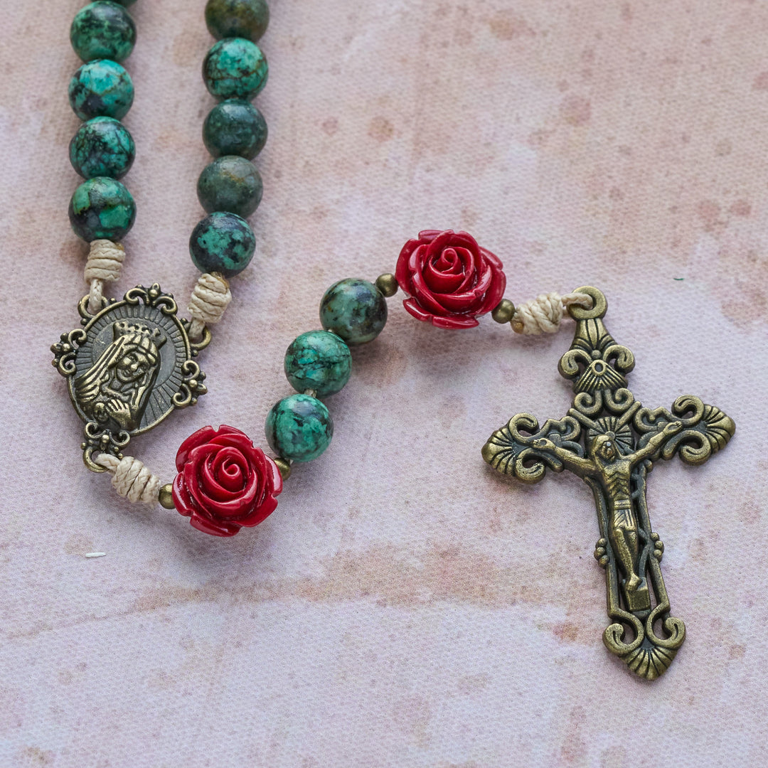 Christianartworkshop Floral Accent African Turquoise Rosary: Devotion & Artistic Craft - image 9