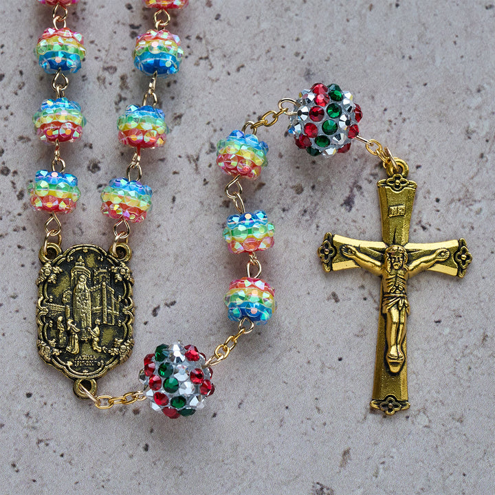 Christianartworkshop Christmas Rainbow Beads Rosary with Golden Cross: Devotion & Vibrant Faith - image 9