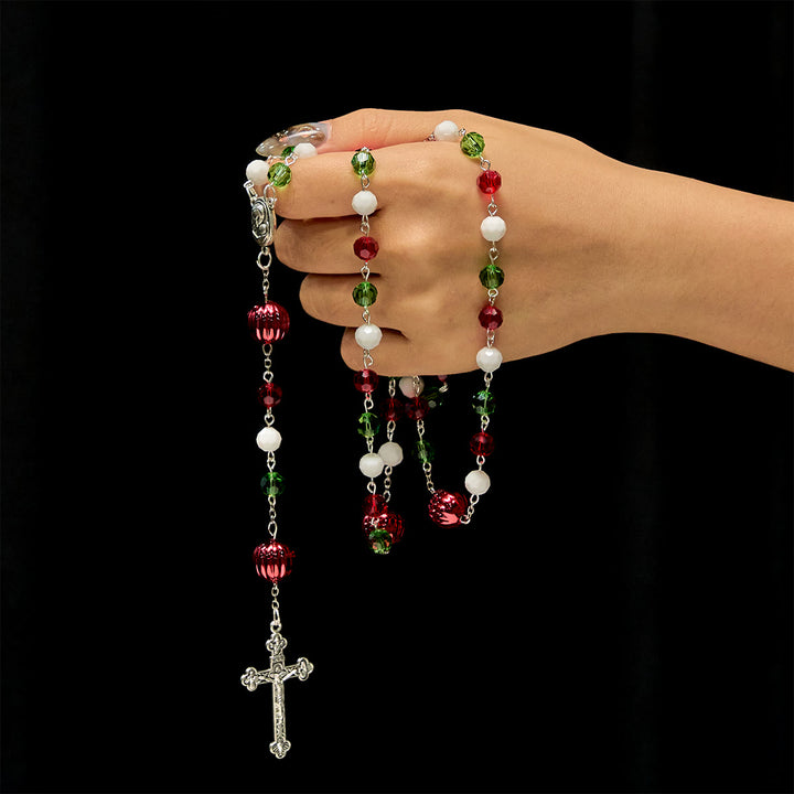 Christianartworkshop Christmas Crystal Rosary with Cross: Faithful Celebration & Heavenly Bond - image 1