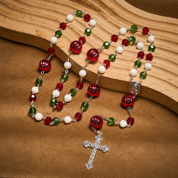 Christianartworkshop Christmas Crystal Rosary with Cross: Faithful Celebration & Heavenly Bond - image 4