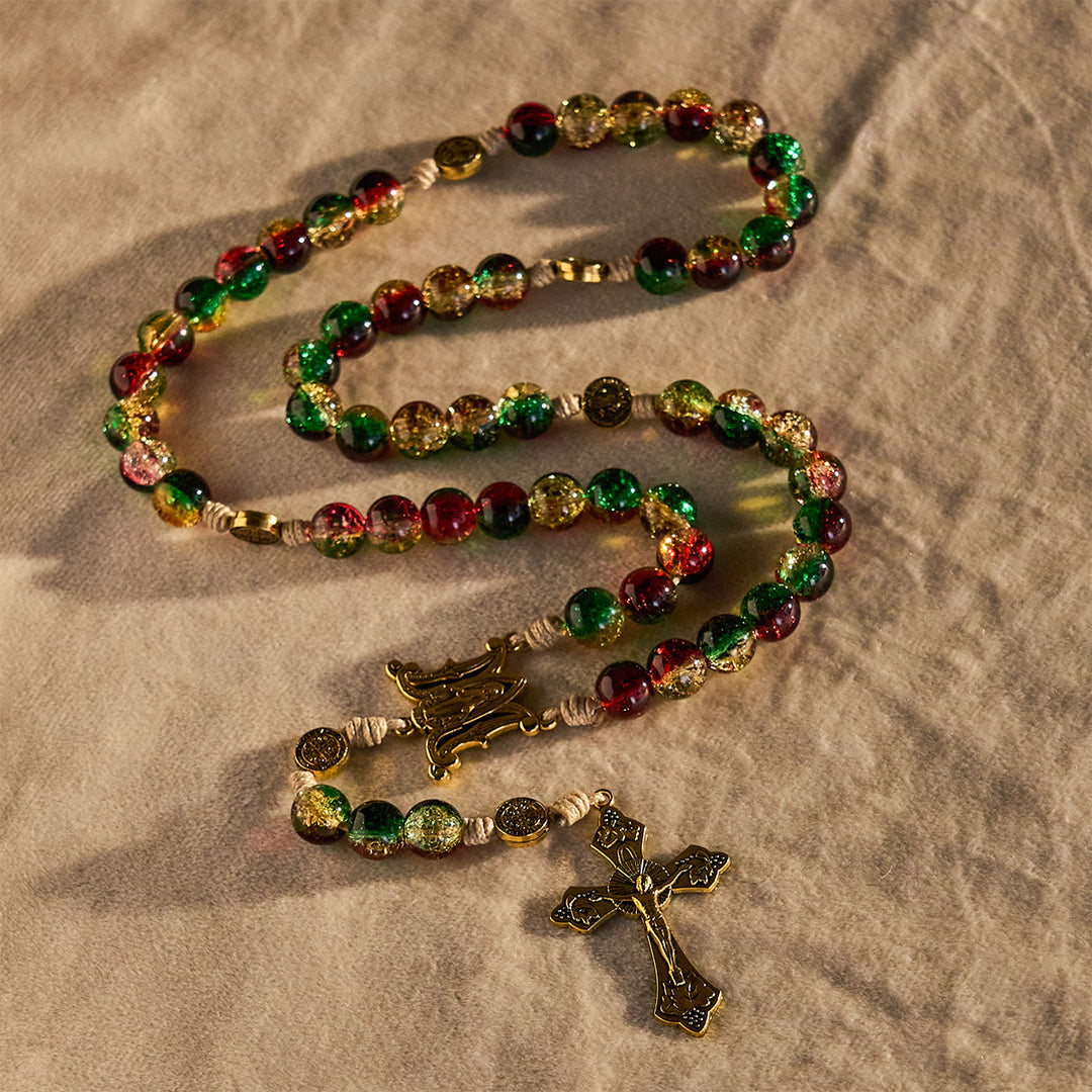 Christianartworkshop Christmas Glass Rosary with Cross: Faithful Celebration & Festive Luster - image 5