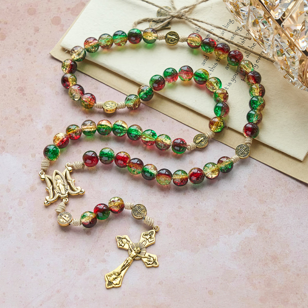 Christianartworkshop Christmas Glass Rosary with Cross: Faithful Celebration & Festive Luster - image 4