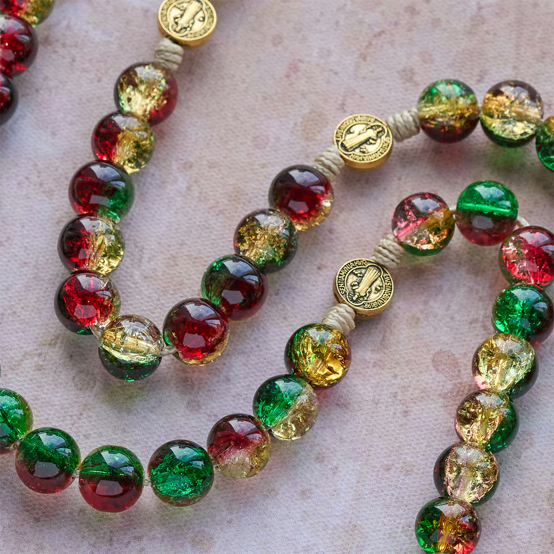 Christianartworkshop Christmas Glass Rosary with Cross: Faithful Celebration & Festive Luster - image 6