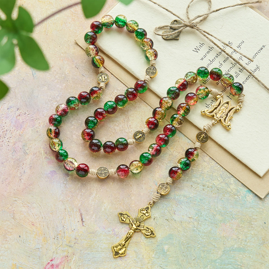 Christianartworkshop Christmas Glass Rosary with Cross: Faithful Celebration & Festive Luster - Christmas Glass Rosary - image 0
