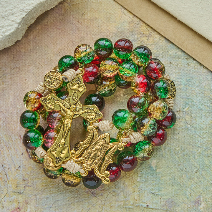 Christianartworkshop Christmas Glass Rosary with Cross: Faithful Celebration & Festive Luster - image 8