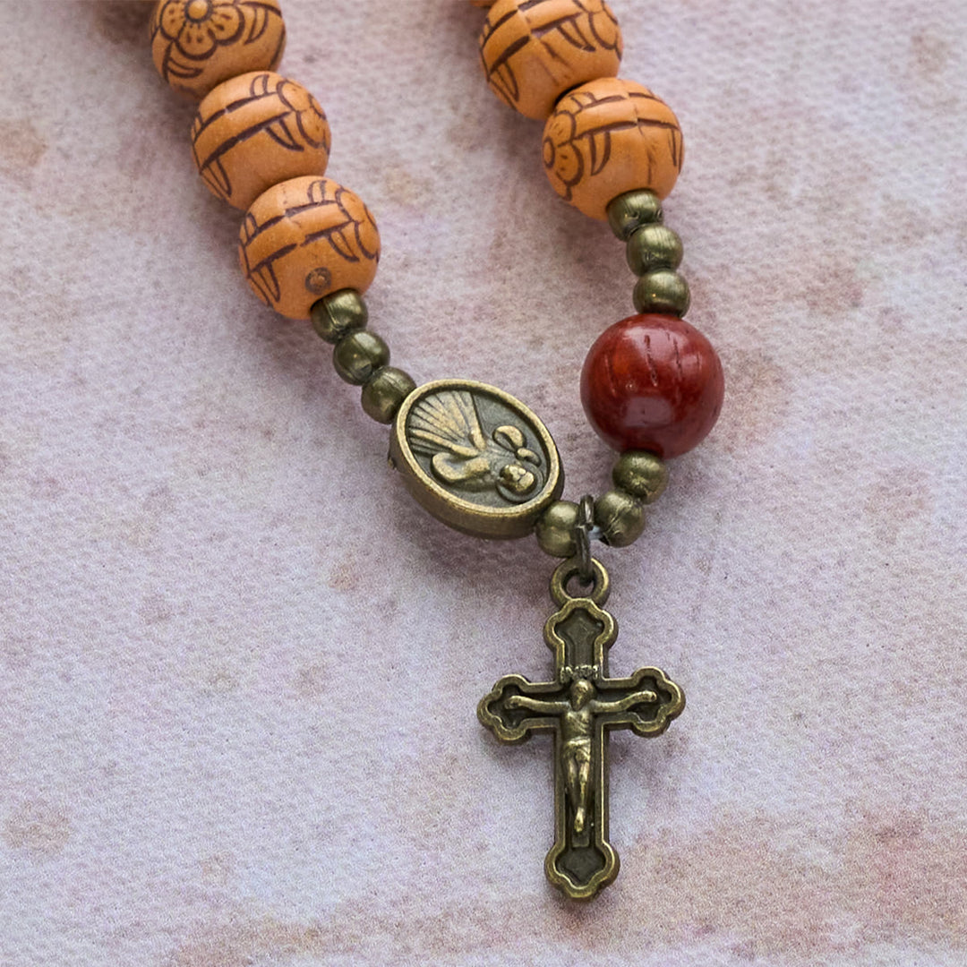 Christianartworkshop Peach Blossom Bead Rosary Bracelet: Devotion & Earthy Grace - image 7