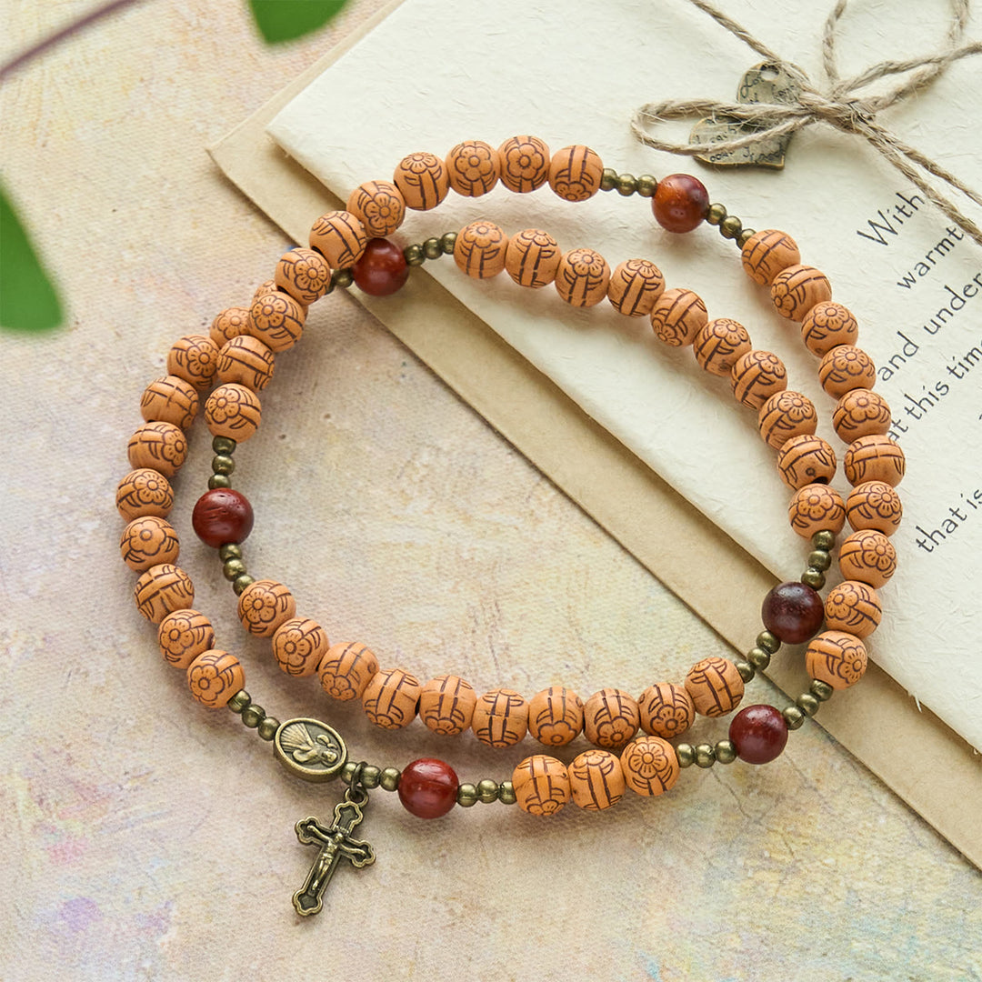 Christianartworkshop Peach Blossom Bead Rosary Bracelet: Devotion & Earthy Grace - Peach Blossom Bead Rosary - image 0