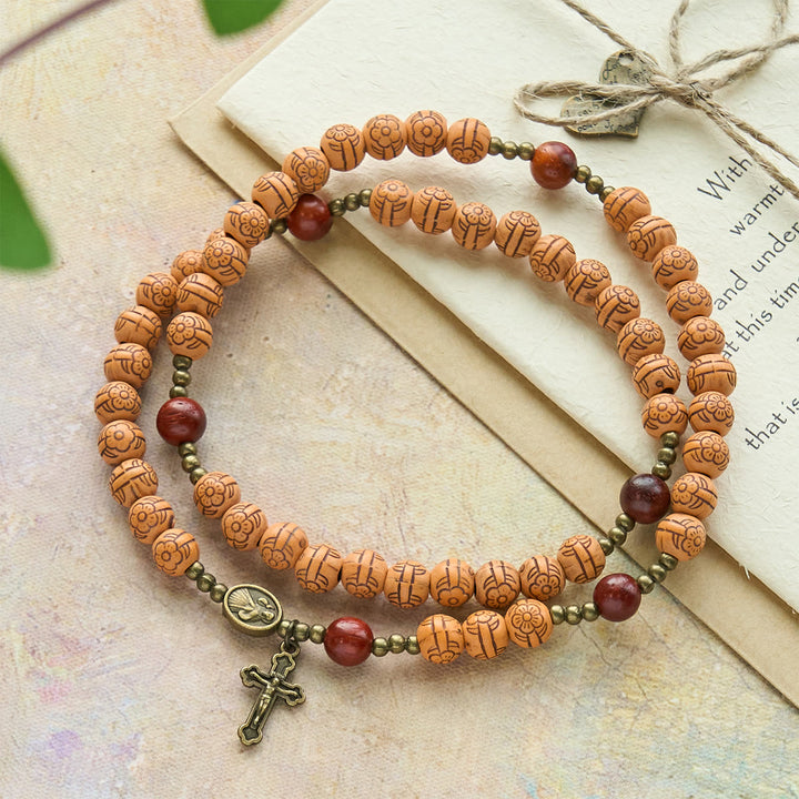 Christianartworkshop Peach Blossom Bead Rosary Bracelet: Devotion & Earthy Grace - Peach Blossom Bead Rosary - image 0