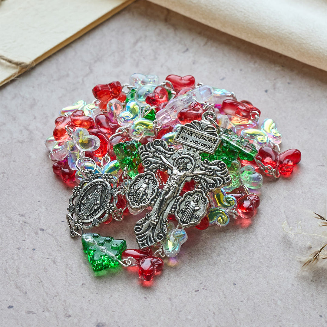 Christianartworkshop Blessed Christmas Tree Rosary with Crystal Butterfly Beads - image 7