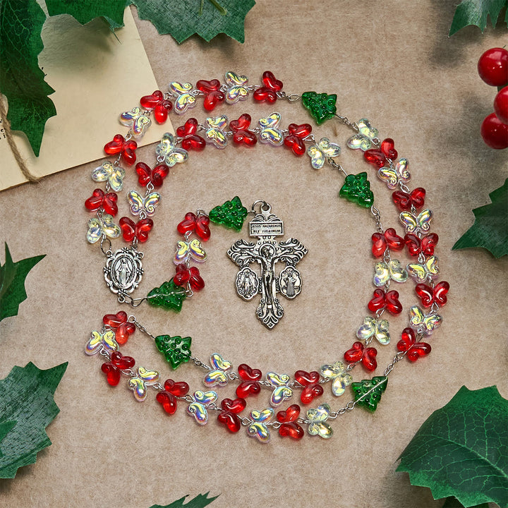 Christianartworkshop Blessed Christmas Tree Rosary with Crystal Butterfly Beads - image 2