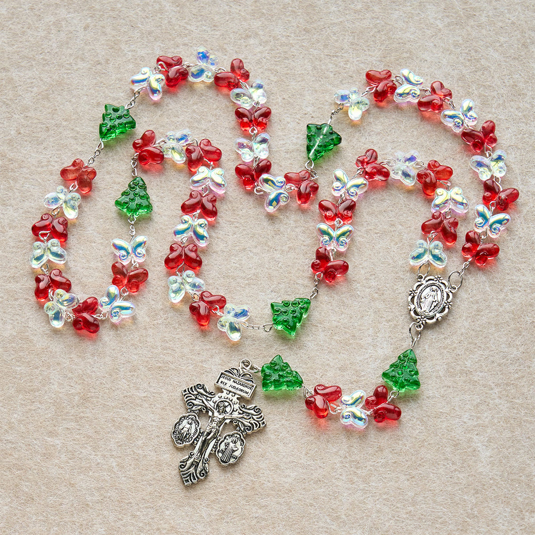 Christianartworkshop Christmas Gift: Blessed Christmas Tree Rosary with Crystal Butterfly Beads - image 10