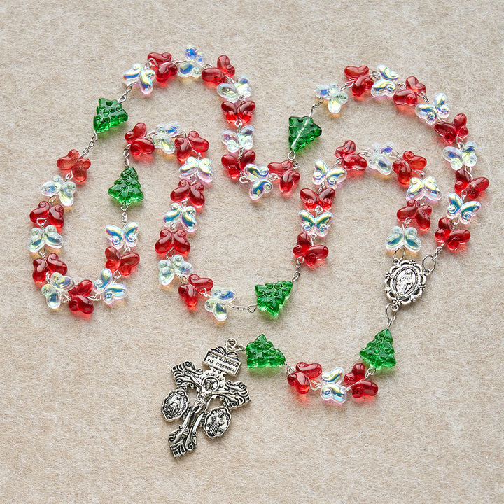 Christianartworkshop Blessed Christmas Tree Rosary with Crystal Butterfly Beads - image 6