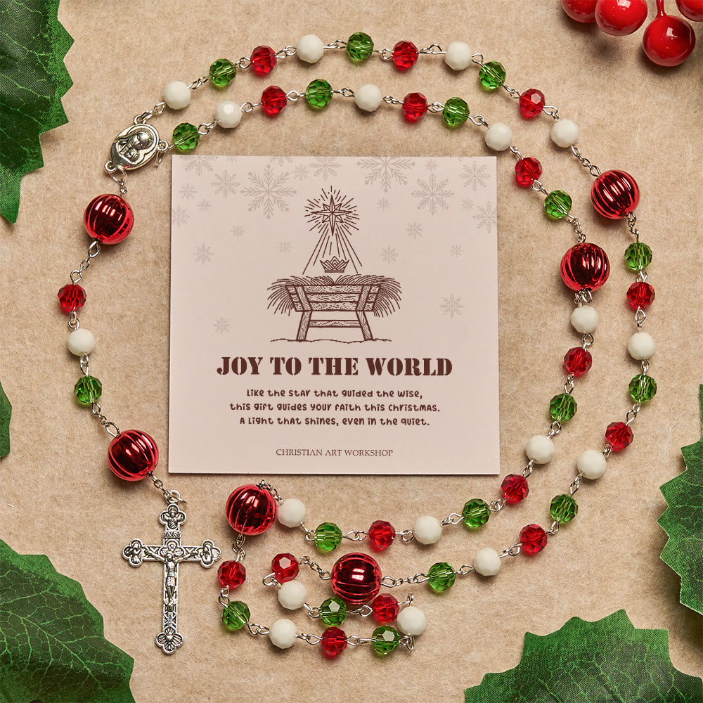 Christianartworkshop Christmas Gift: Faithful Celebration & Heavenly Bond Crystal Rosary with Cross - Joy To The World - image 4