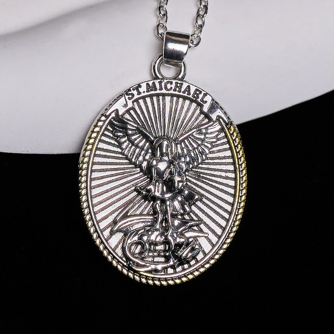 Christianartworkshop Two Tone Sword & Oval Shield St. Michael Pendant Necklace - image 2