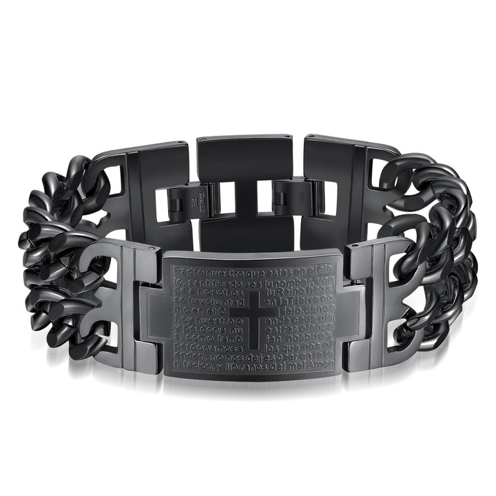 Christianartworkshop Cross & Prayer Bracelet: Sacred Text & Edgy Fashion - Black - image 7