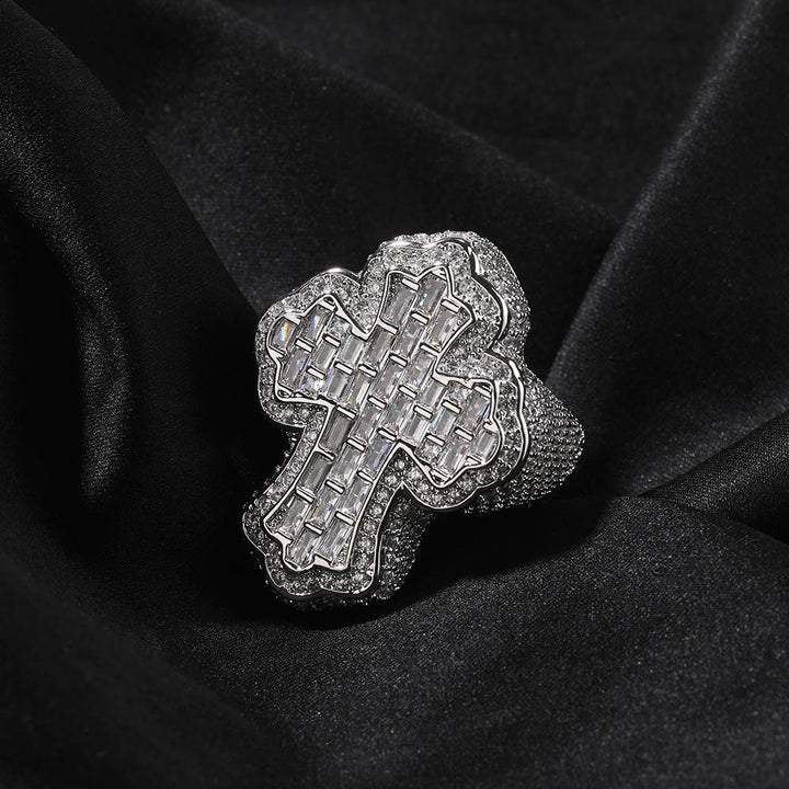 Christianartworkshop Pave Cross Ring: Sacred Elegance & Devotional Glamour - Silver - US 10 - image 2