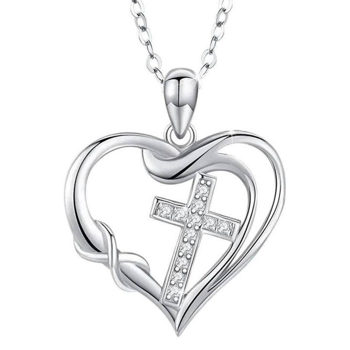 Christianartworkshop Heart & Cross Necklace: Devotion & Timeless Elegance - Silver - image 0