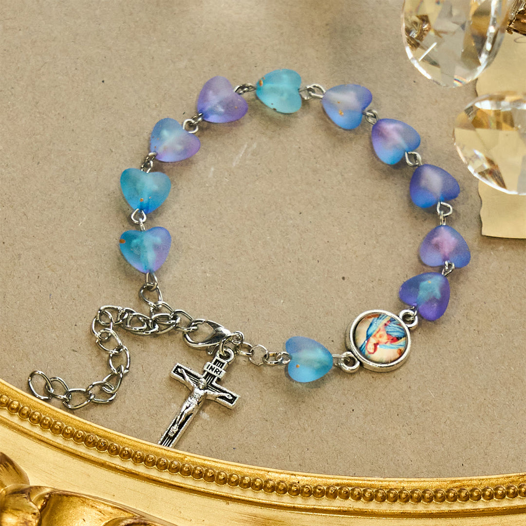 Christianartworkshop Blue Heart & Butterfly Rosary, Bracelet: Devotion & Artful Spirituality - Bracelet - image 5