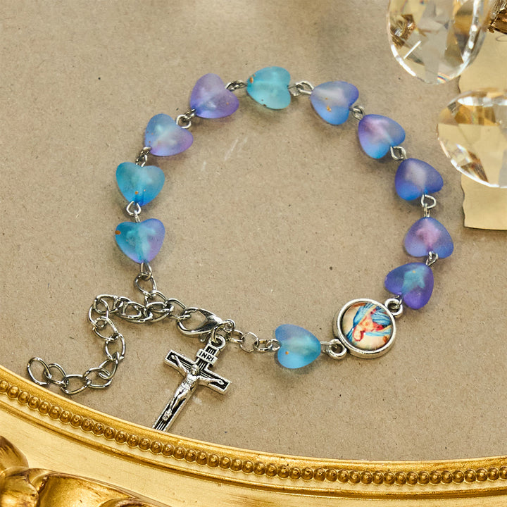 Christianartworkshop Blue Heart & Butterfly Rosary, Bracelet: Devotion & Artful Spirituality - Bracelet - image 5