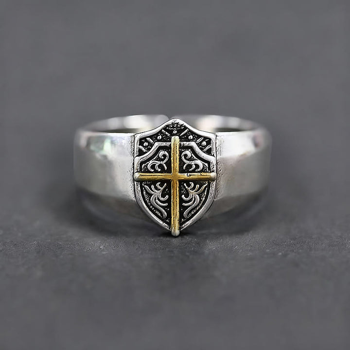 Christianartworkshop Shield Cross Ring: Faithful Protection & Timeless Devotion - image 1