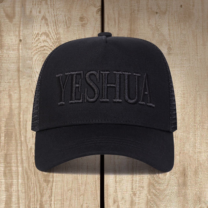 Christianartworkshop YESHUA Embroidered Trucker Cap: Faith - Filled Style & Spiritual Identity - Black - image 2