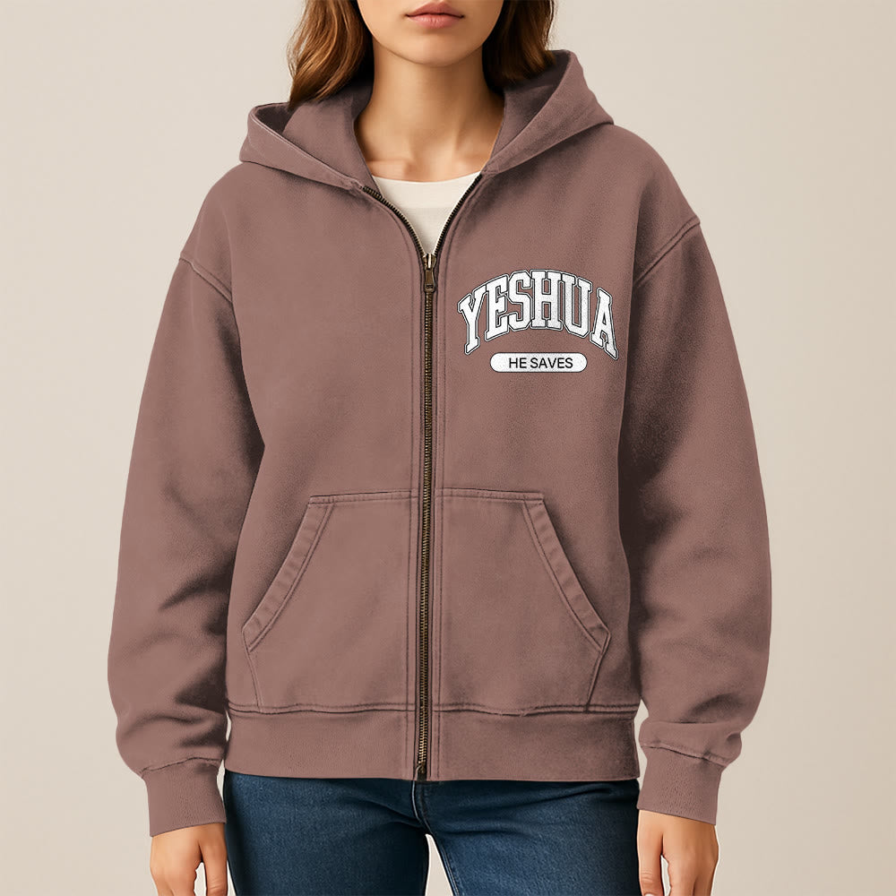 Christianartworkshop YESHUA He Saves Graphic Hooded Jacket: Blend of Faith & Casual Fashion - image 2
