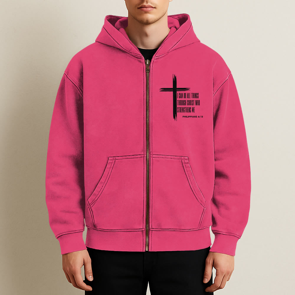 Christianartworkshop Philippians 4:13 Cross Hooded Jacket: Biblical Inspiration in Casual Wear - image 1