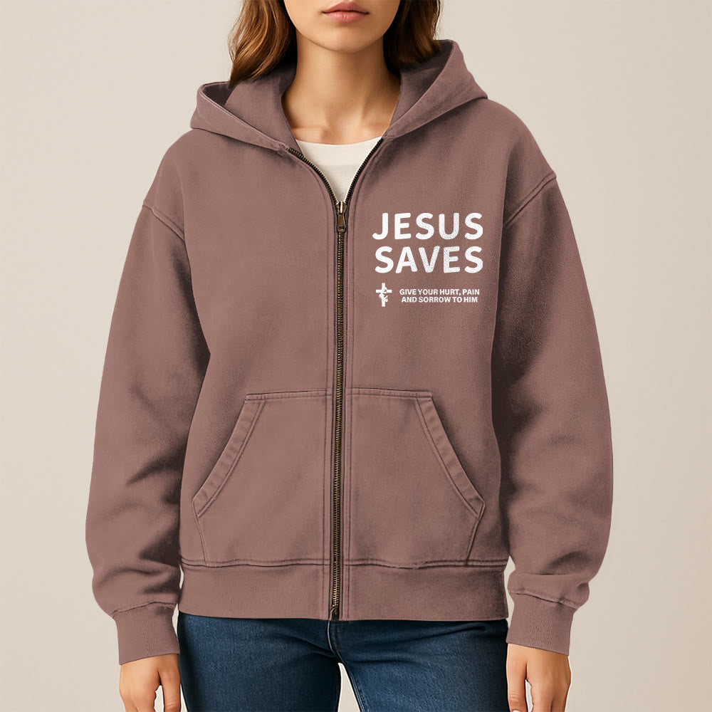 Christianartworkshop Jesus Saves Devotion Hooded Jacket: Express Faith in Daily Life with Ease - image 12