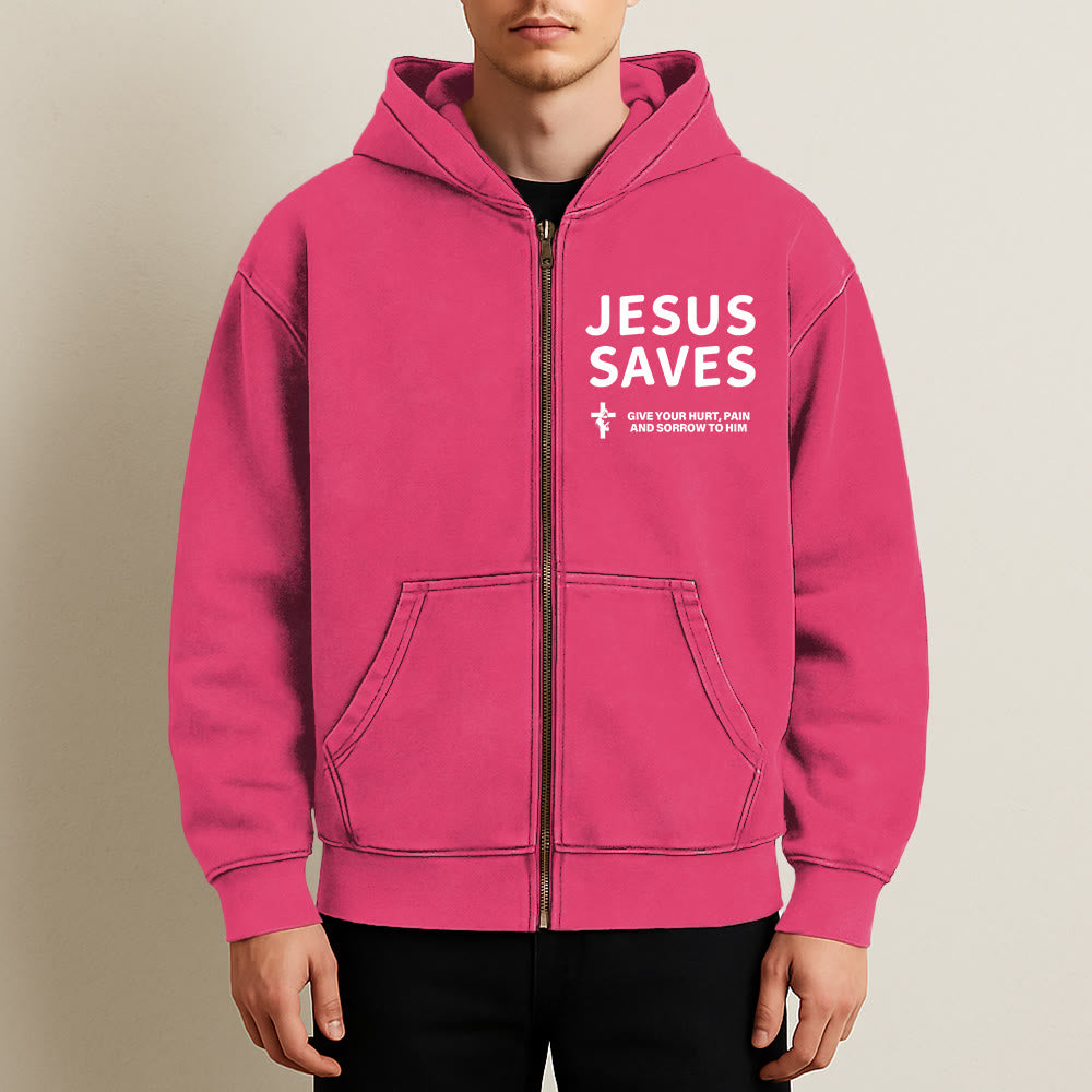 Christianartworkshop Jesus Saves Devotion Hooded Jacket: Express Faith in Daily Life with Ease - image 14