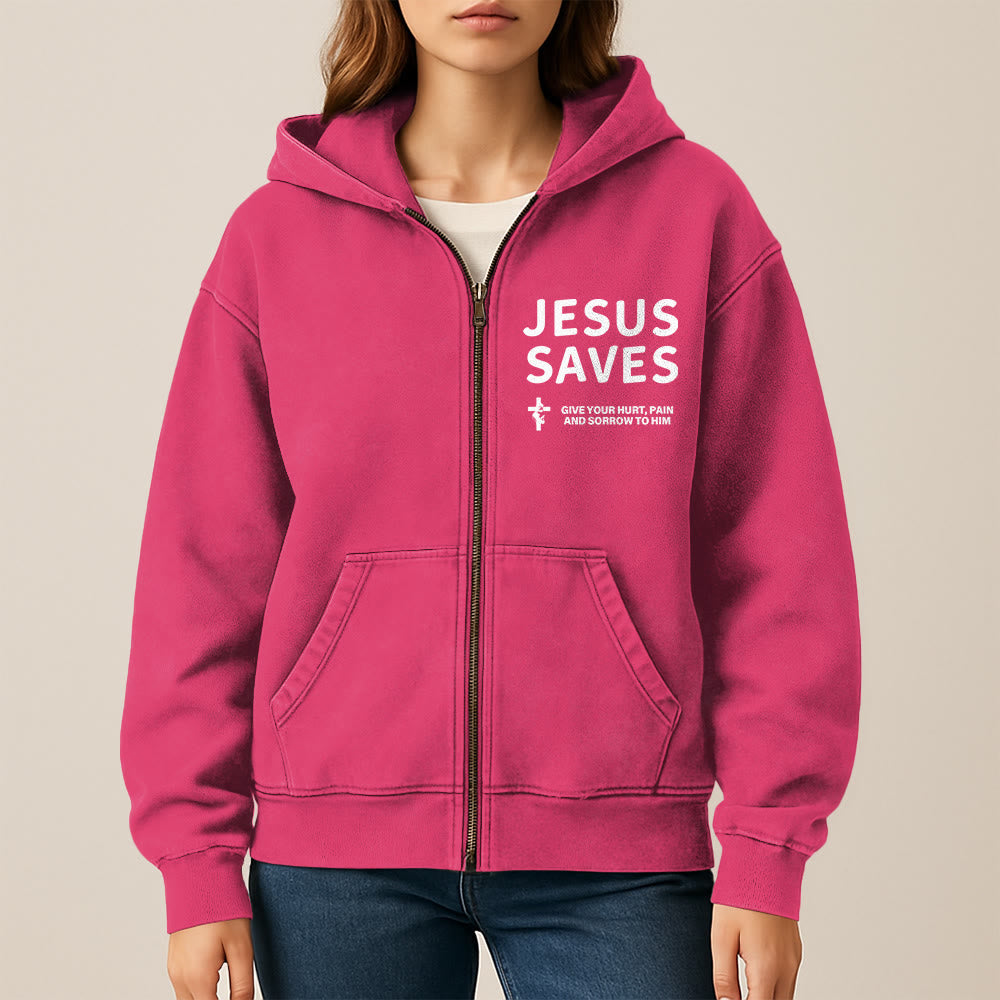 Christianartworkshop Jesus Saves Devotion Hooded Jacket: Express Faith in Daily Life with Ease - image 15