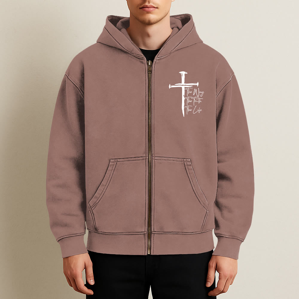 Christianartworkshop Faith Path Cross Hooded Jacket: The Way The Truth The Life in Casual Wear - image 11