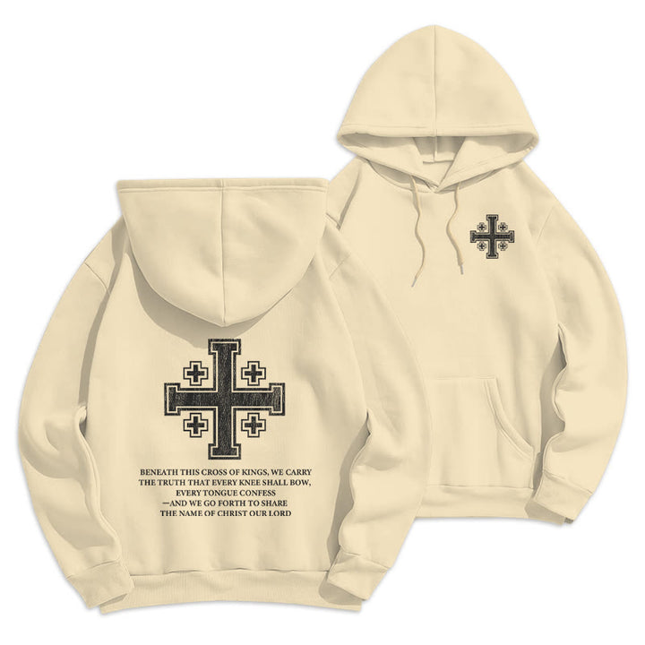 Christianartworkshop Cross of Kings Faith Statement Fleece Lined Polyester Hoodie - Beige - 2XL - image 13