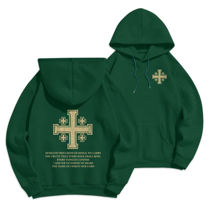 Christianartworkshop Cross of Kings Faith Statement Fleece Lined Polyester Hoodie - Green - 2XL - image 15