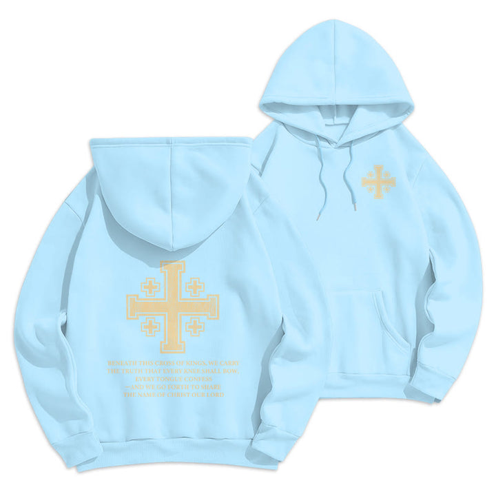 Christianartworkshop Cross of Kings Faith Statement Fleece Lined Polyester Hoodie - Blue - 2XL - image 21