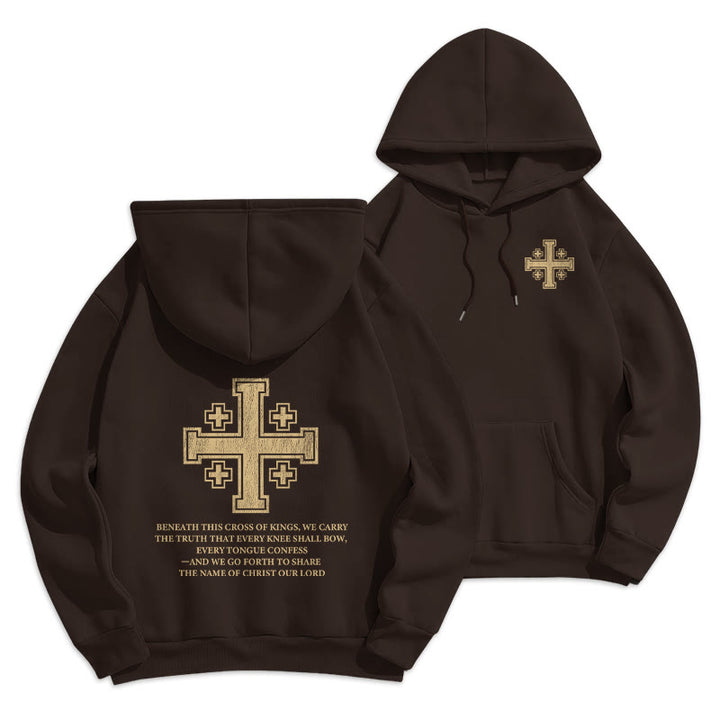 Christianartworkshop Cross of Kings Faith Statement Fleece Lined Polyester Hoodie - Brown - 2XL - image 3